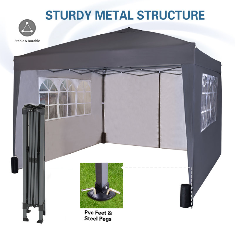 Jarrow 3m x 3m Steel Pop-Up Gazebo, Grey.