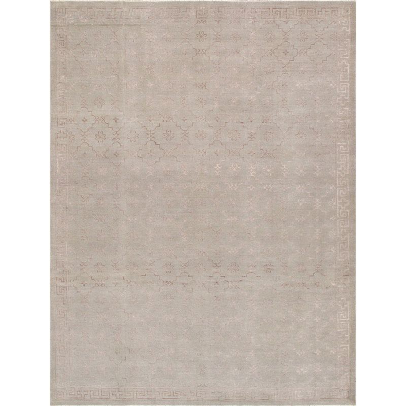 Azerbaijan Hand Knotted Wool Geometric Area Rug in Gray, Rectangle 9'3" x 12'3"