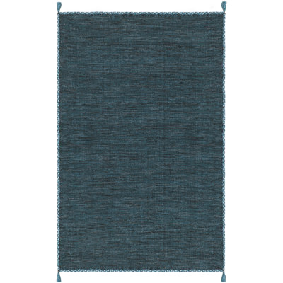 Amaral Handmade Flatweave Cotton Blue/Black Area Rug