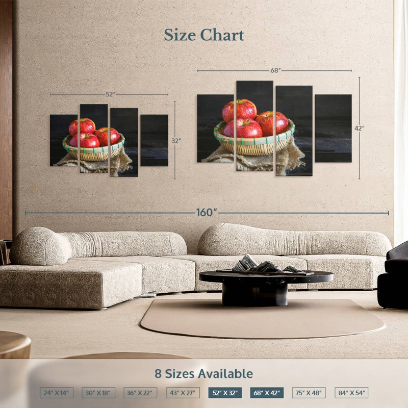 Yarlin Red Apple Fruits, 42" H x 68" W