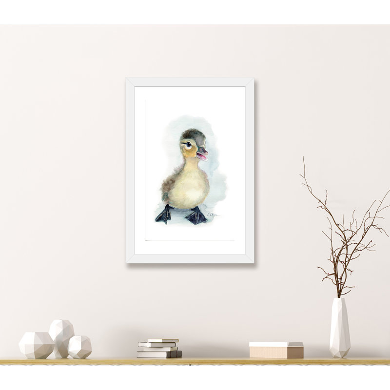 «Baby Duckling», reproduction d'art, H 32 po x l 24 po x P 1 po, Papier encadré blanc, Blanc