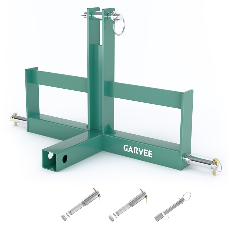Green 3 Pt Tractor Hitch 2" Receiver Quick Hitch Drawbar Adapter with Suitcase Weight Brackets, Green