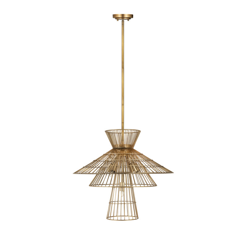 Bowry 6 - Light Dimmable Geometric Chandelier, Rubbed Brass