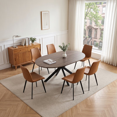 Ensemble de salle à manger ovale 7 pièces avec 6 chaises pour salle à manger assorties