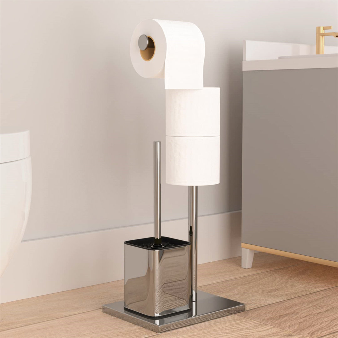 Rizzuto Free Standing Toilet Roll Holder with Toilet Brush and Toilet Brush Holder