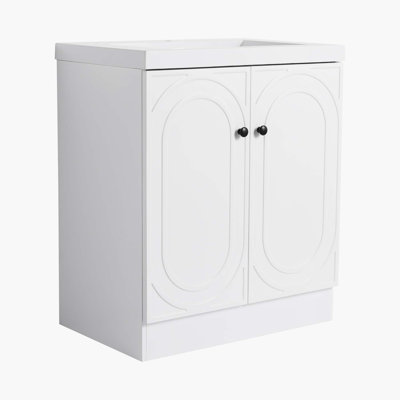 Meuble-lavabo autoportant luxueux avec portes à fermeture douce et rangement spacieux