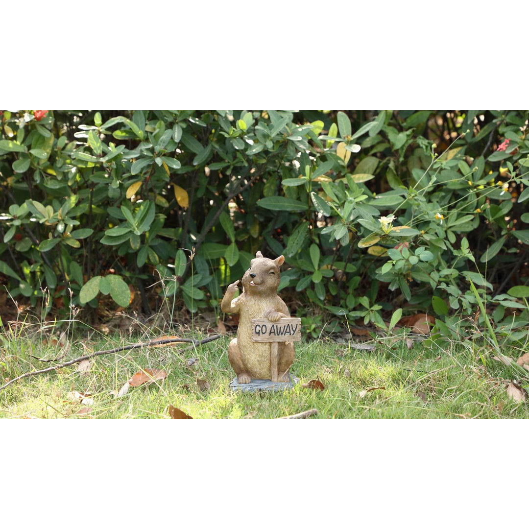 SQUIRREL HOLDING GO AWAY SIGN (HI-LINE EXCLUSIVE) Hi-Line Gift Ltd.