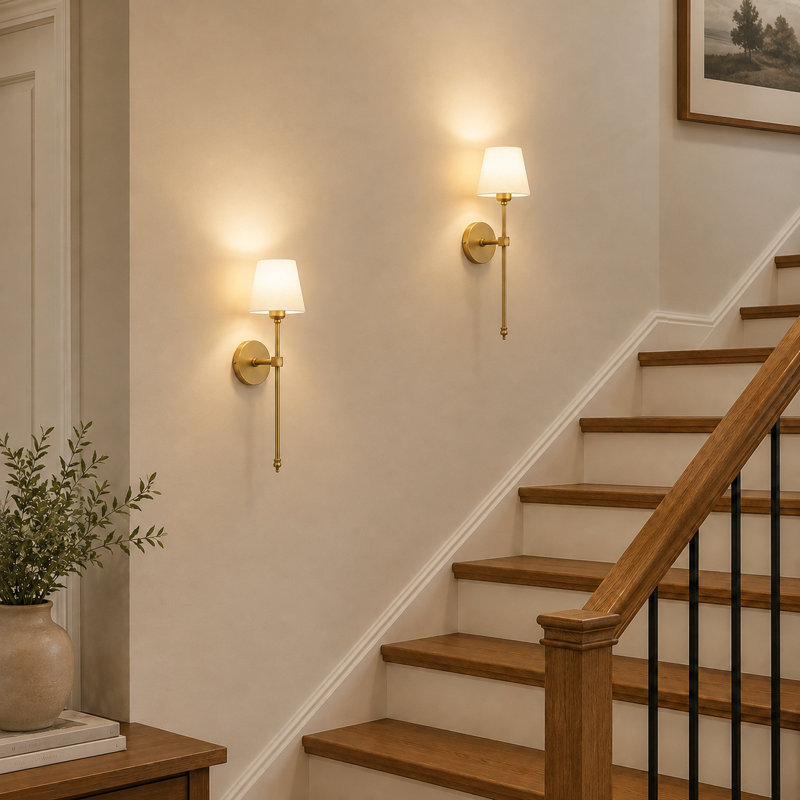Plastic LED Battery Powered Armed Sconce, Gold
