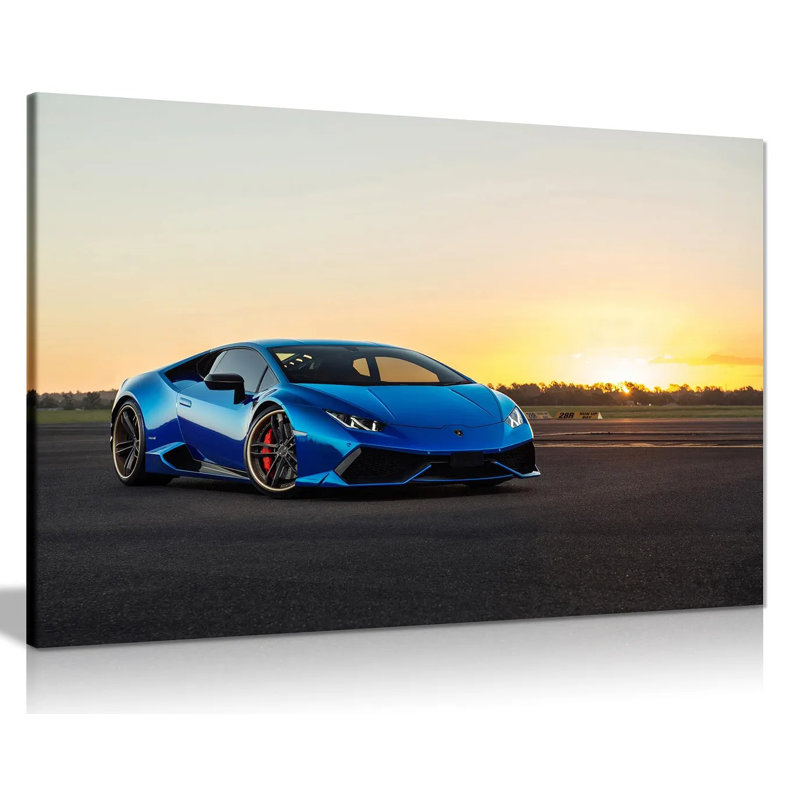 Chrome Lamborghini Huracan Super Car - Wrapped Canvas Print, 41cm H x 61cm W