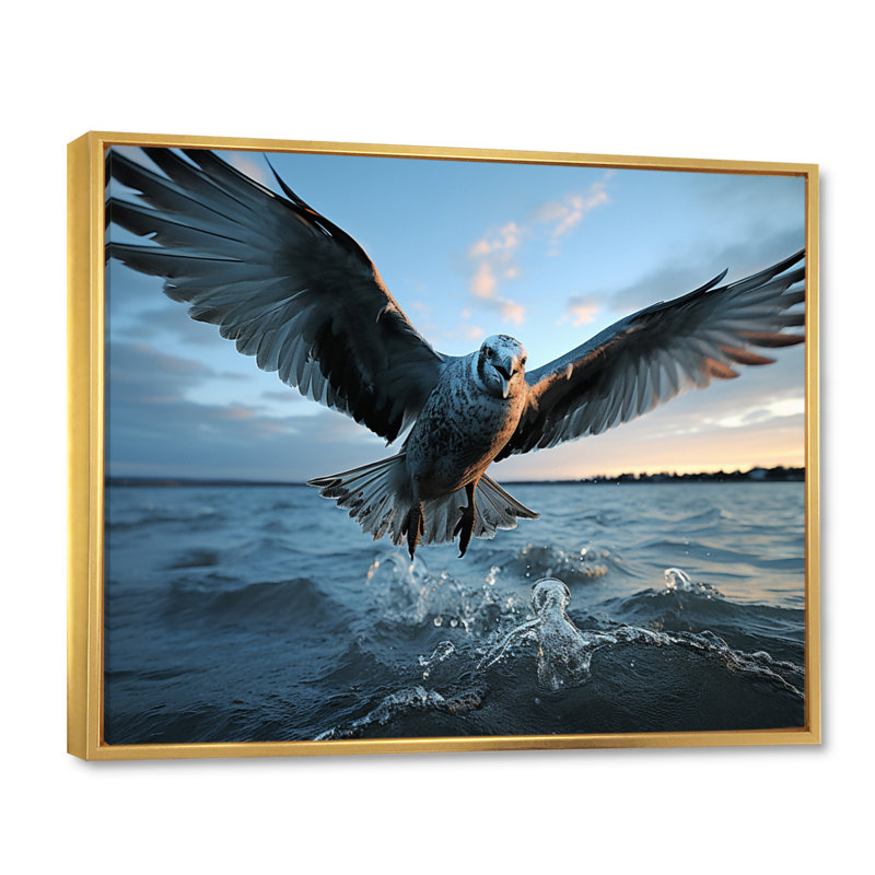 «Coastal Seabird Rising», reproduction sur toile, H 12 po x l 20 po x P 1 po, Cadre flottant doré