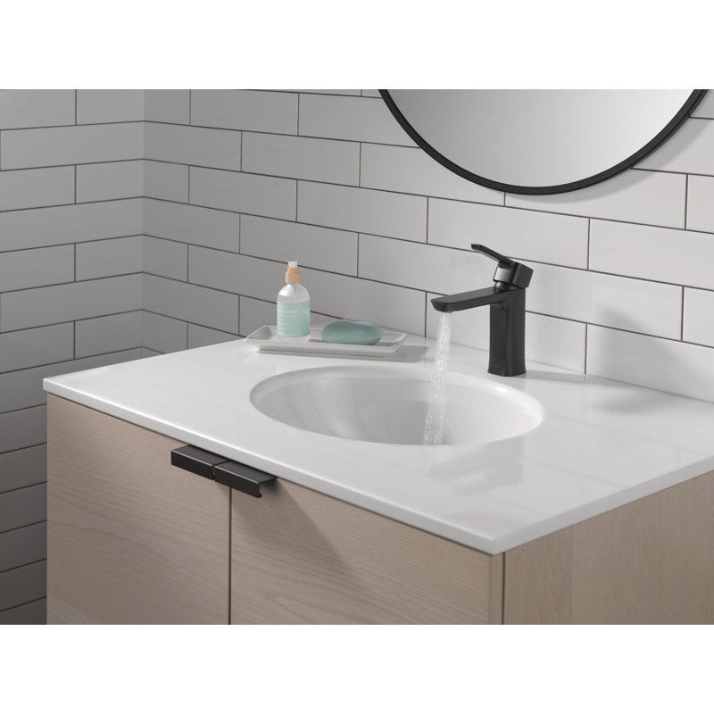 Modern Single Hole Bathroom Faucet with Drain Assembly, Single Handle Bathroom Sink Faucet, Matte Black