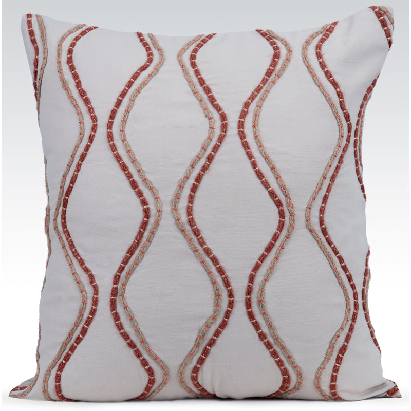 Enlace Embroidered Feather Throw Pillow, Natural