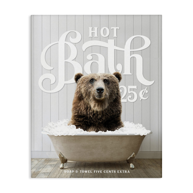 «Trinx Vintage Bathroom Bear», art de la giclée encadrée par lettrage et doublure, H 20 po x l 16 po x P 1,5 po
