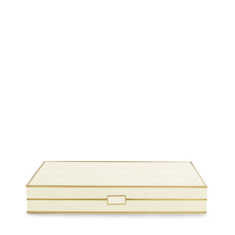 Cream Shagreen Backgammon Set w/ Dice
