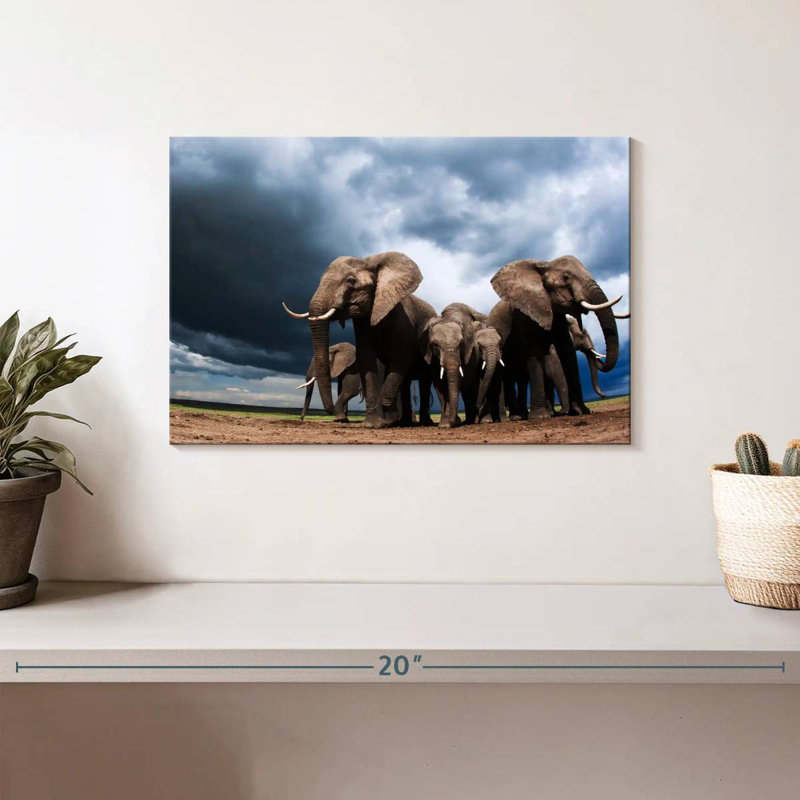 Brampt éléphants broutant, H 8 po x l 12 po