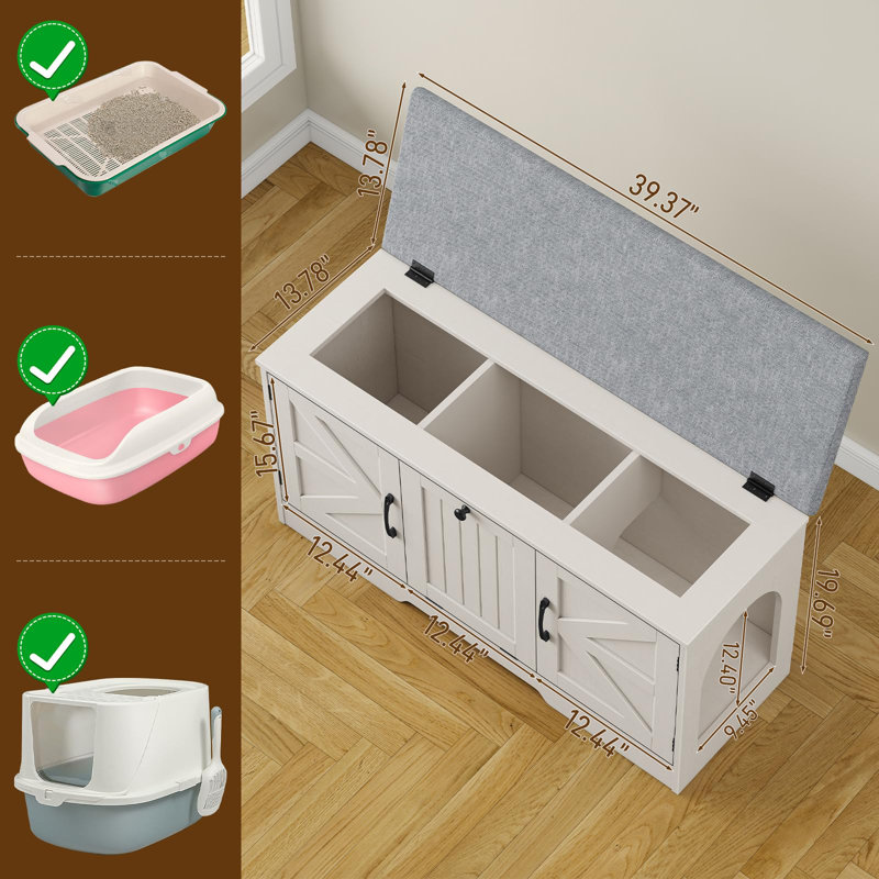 Cat Box Litter Enclosure With Cushion