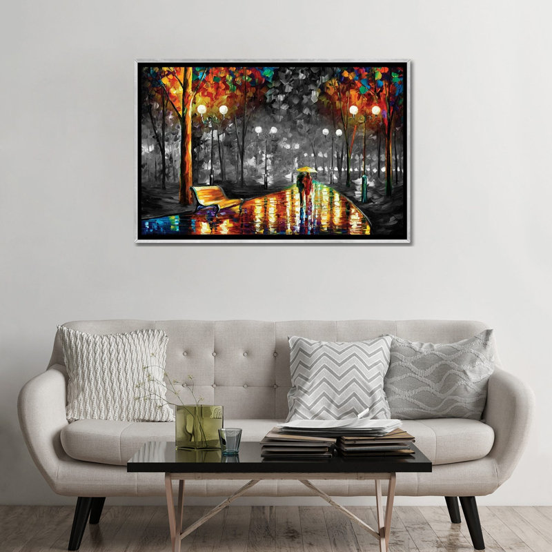 «Rains Rustle In The Park B&W», reproduction d'art sur toile tendue, H 32 po x l 48 po, Argent argent