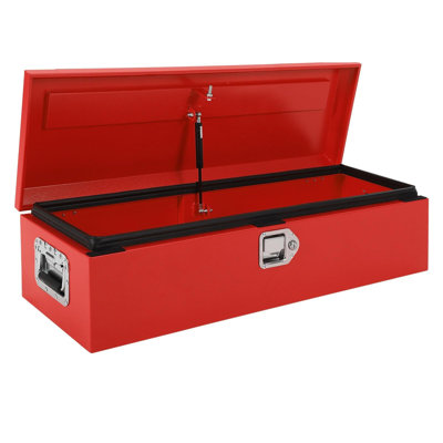 Boîte à outils robuste en acier pour camion avec serrure et poignée, étui de rangement en métal pour camionnette, remorque et véhicule récréatif