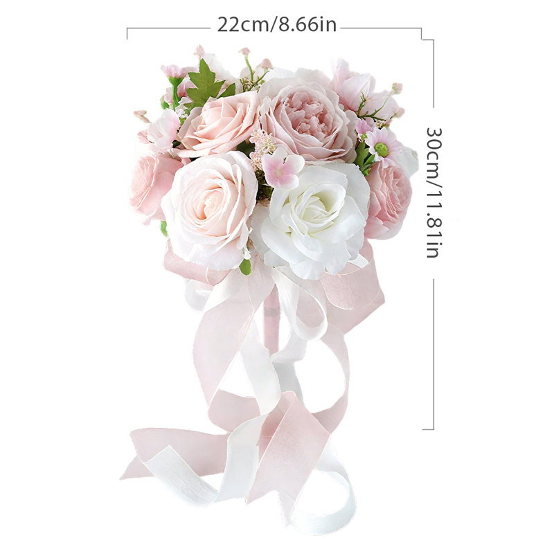 Bouquet de mariage nuptiale 1 pièce, fleurs artificielles pour la mariée et les demoiselles d'honneur., Rose