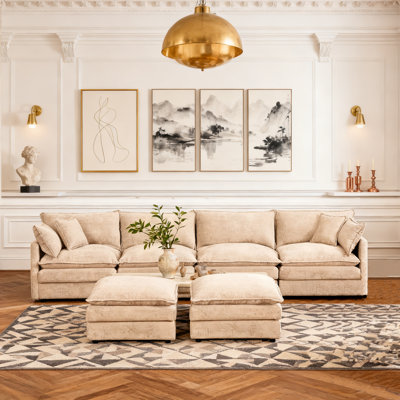 130" Oversized Upholstery Modular Sectional Sofas With Two Ottoman For Living Room by Latitude Run