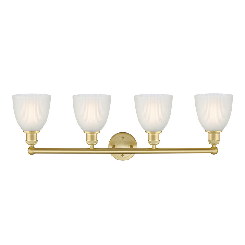 Éclairage pour meuble-lavabo 4 lumières 33 pouces Philomene, Blanc, Or satiné