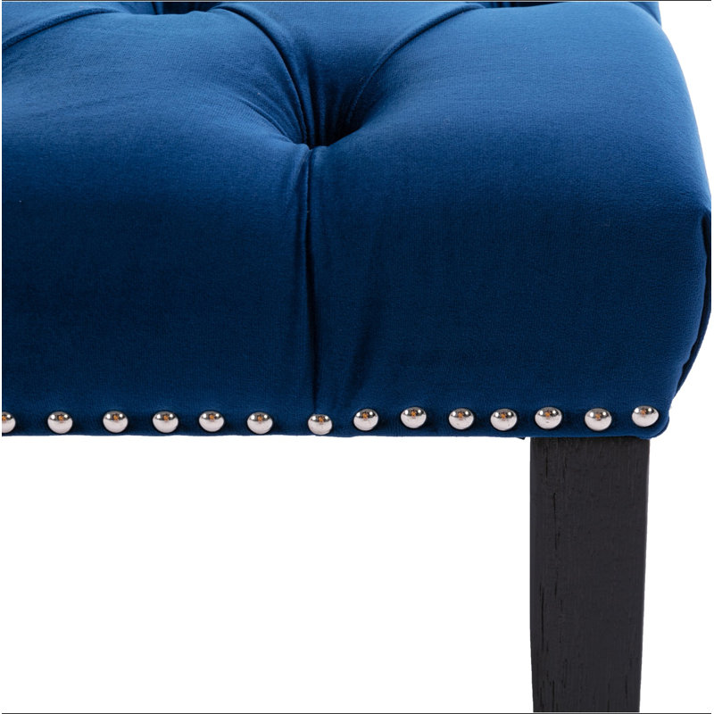 Repose-pieds rembourré en velours et banc de salle à manger, Bleu