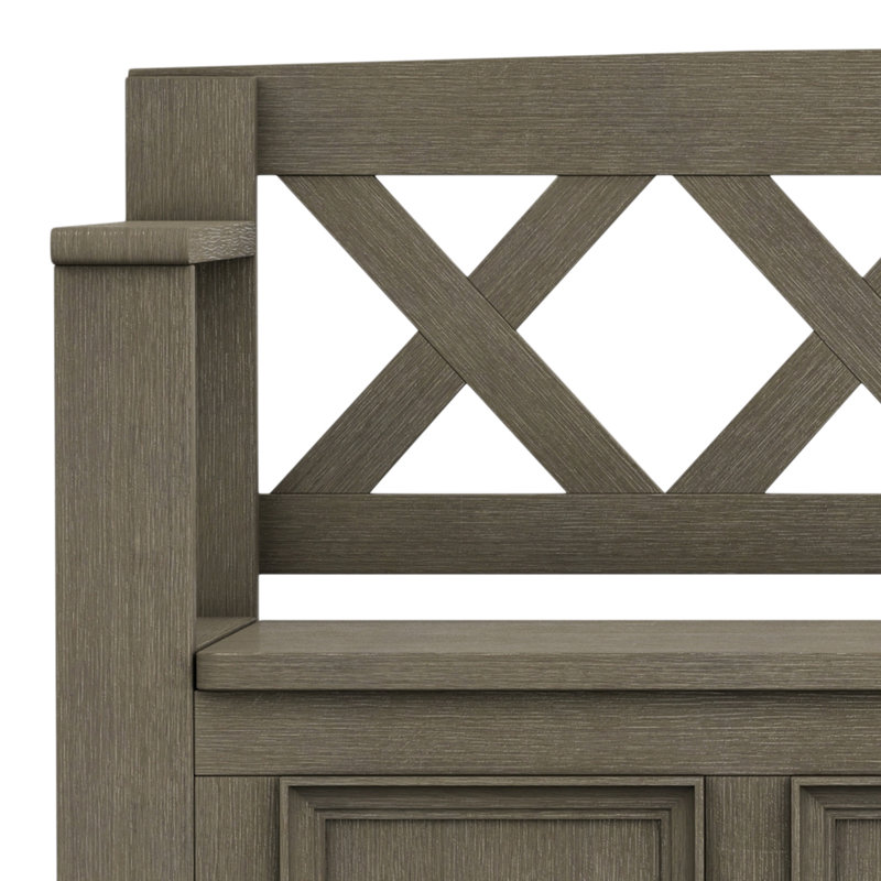 Farmhouse Gray Pinewood 48" Entryway Storage Bench with Latticework