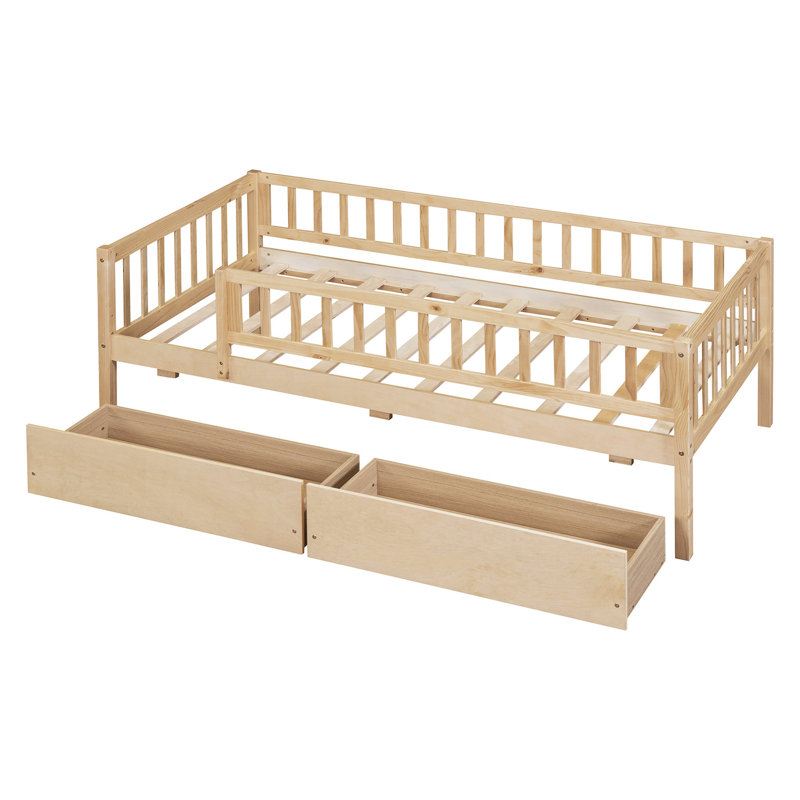 Lit de jour en bois naturel simple - offre une expérience de sommeil et de détente relaxante avec des tiroirs élégants et stables, idéal pour les petits espaces