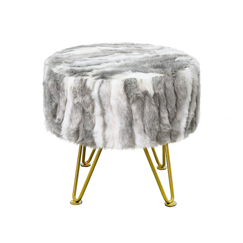 45.7cm Wide Rectangle Abstract Footstool Ottoman, Grey