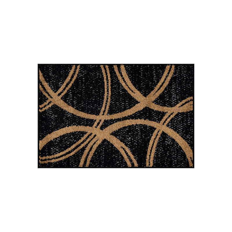 Tapis noir / gris / blanc à motif géométrique Arnaldur, Rectangulaire 2 pi x 3 pi, Camel