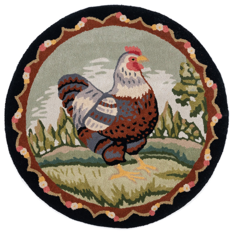 Novelty Hand Tufted Wool Rug, Round 3'