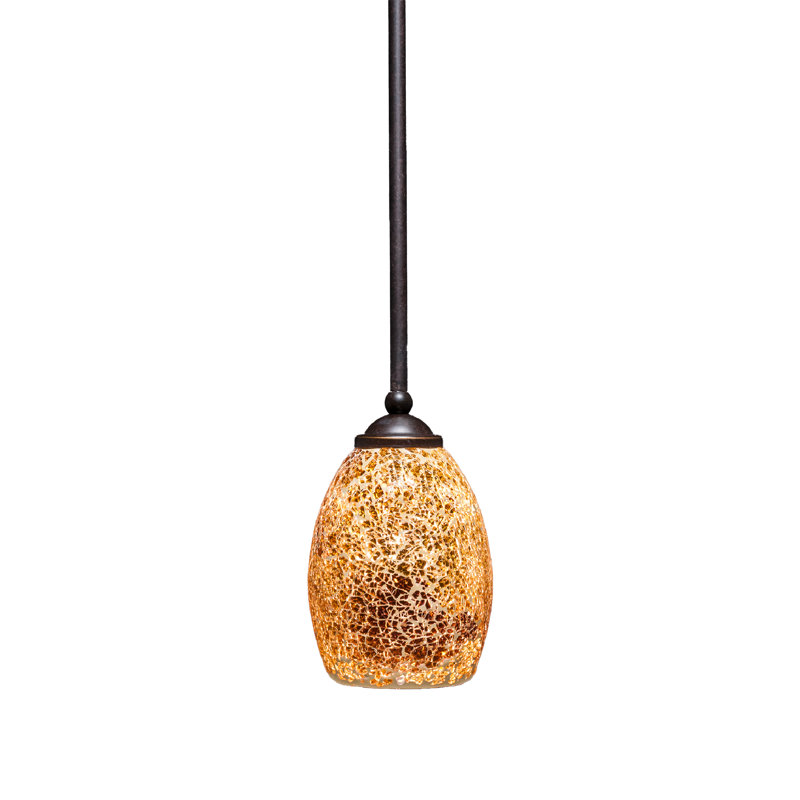 Mini-luminaire suspendu Zilo avec verre fusion, H 8 po x l 5 po, Turquoise, Granit foncé