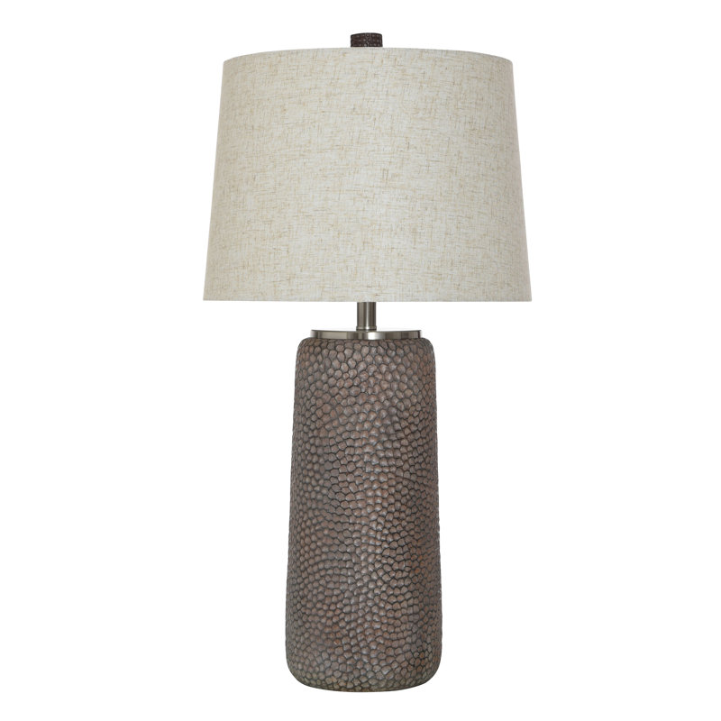 Domineek - Lampe de table transitionnelle - Abat-jour blanc cassé, Brun Sorrel, Avoine claire
