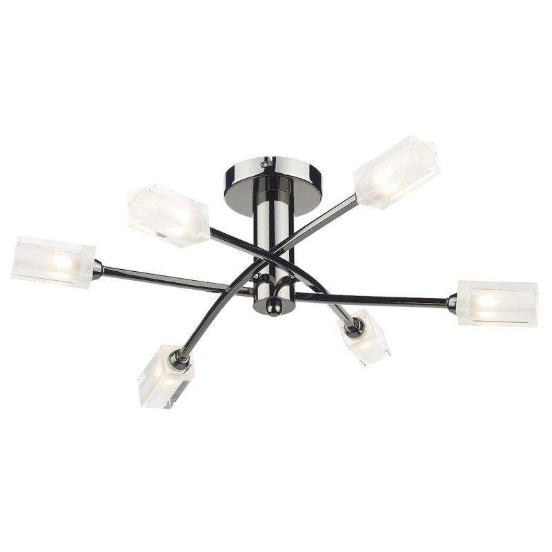 Nevaeh Glass Semi Flush Mount, Black Chrome