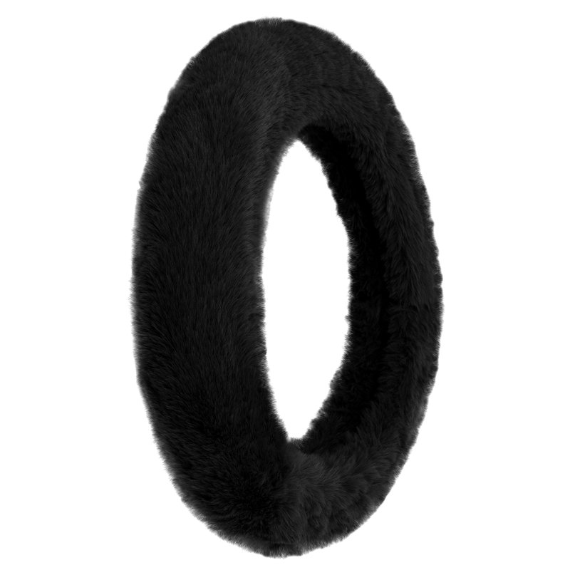 Housse de volant en fausse fourrure Doe16, Noir
