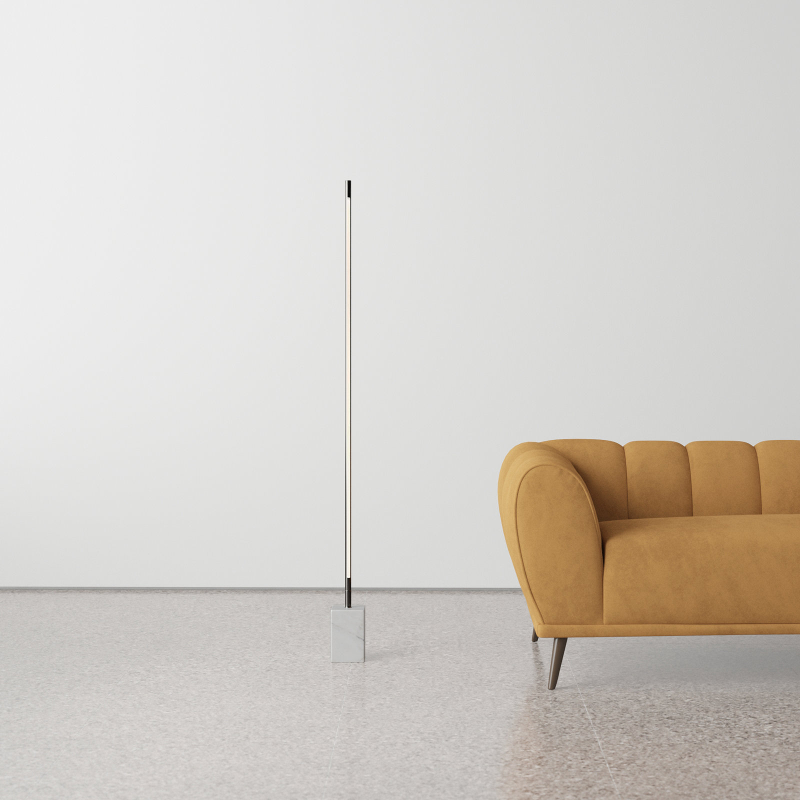 Ericson 65'' Dimmable Floor Lamp, Brushed Steel/White Marble