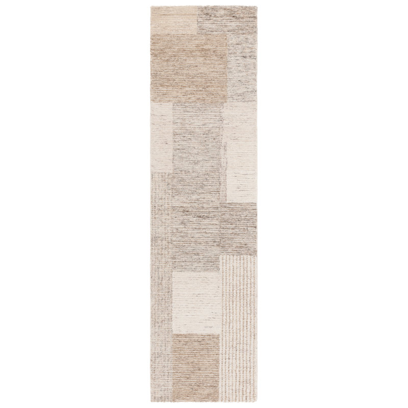Sigrith Ebony Hand Tufted Wool/Cotton Abstract Rug in Ivory/Beige, Runner 2'3" x 9'