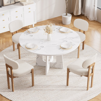 47.24" Wooden Round Dining Table Set for Kitchens, Dining Room, Living Room