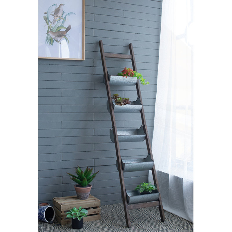 Pot à fleurs pliable en ardoise en bois galvanisé 14,2 po x 7,5 po x 70,9 po Farmhouse