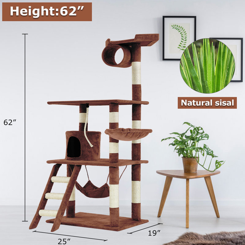 Arbre à chat 62 ", Marron