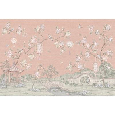 Papier peint chinois discret avec aquarelle amovible