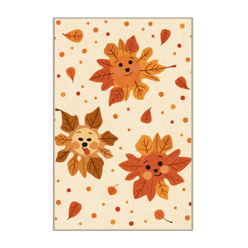 Soft Plush Finnell Thanksgiving Modern & Contemporary Abstract Area Rug in Beige – Beige Binding, 2x4