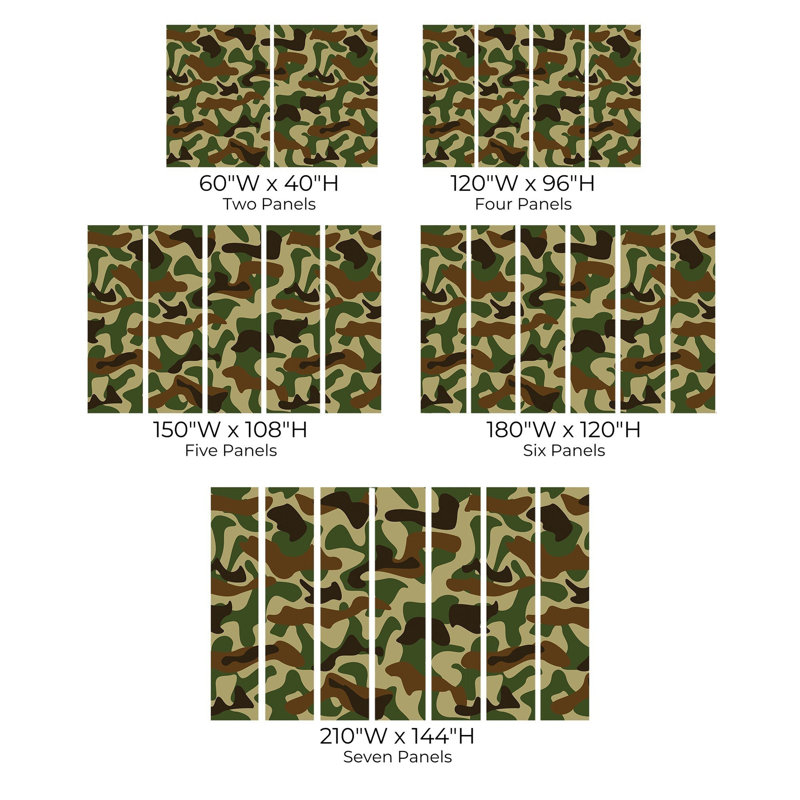 Murale pelez et collez de qualité supérieure - motif camouflage, L 120 po x l 180 po