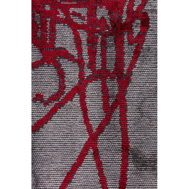 Rapture Gray/Red Abstract Luxury Area Rug, Rectangle 7'10" x 11'2"