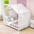 Montessori Wood Platform House Bed With Railings-2034315724-2034315725