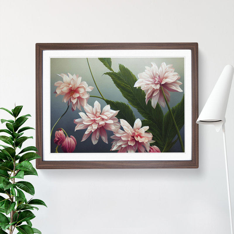 Blooming Flowers - Framed Print, 34cm H x 46cm W x 2cm D, Walnut