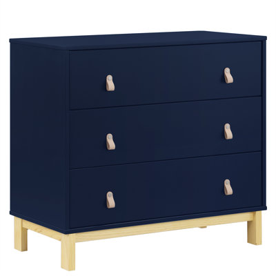 babyGap by Delta Children Legacy 3 Drawer Dresser with Leather Pulls and Interlocking Drawers,  Navy/Natural