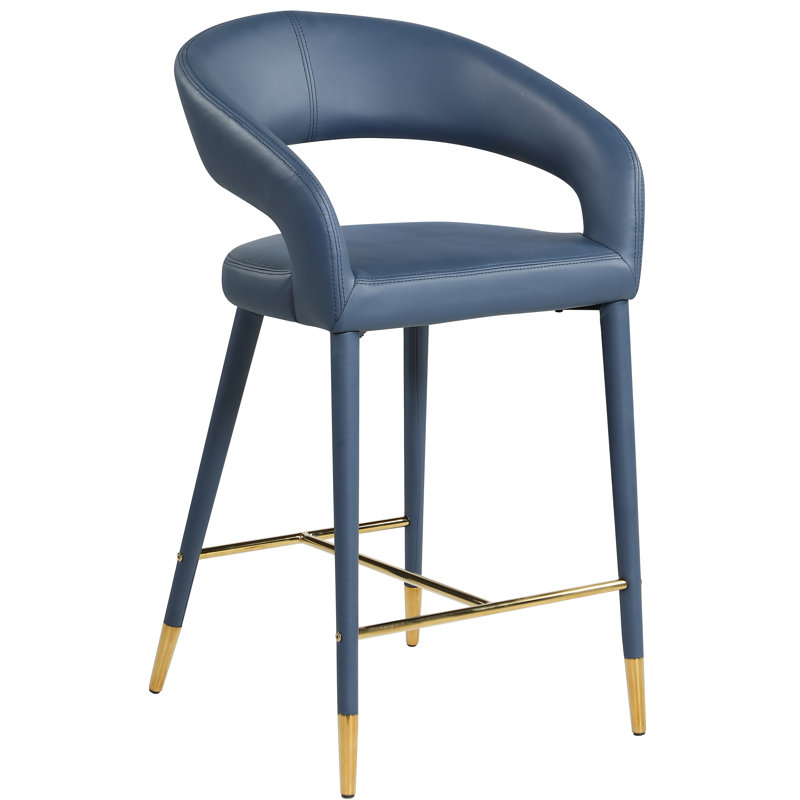 Destiny 26.5" Counter Stool, Vegan Leather, Navy