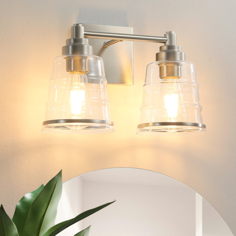 Éclairage de salle de bain à intensité variable pour salle de bain (disponible en quatre tailles), Clair, Nickel, 2 lumières