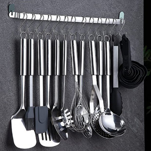 1pc Silicone & Wood Handle Kitchen Cooking Utensils Set (includes Soup  Ladle, Stirring Spoon, Slotted Turner, And Skimmer)